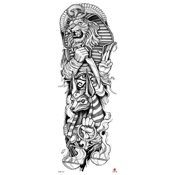 Qfdian Full Arm Tattoo Waterproof Temporary StickerCool Skull Fish Dragon Lion Clock Men Women Art Fake Sticker Glitter Style